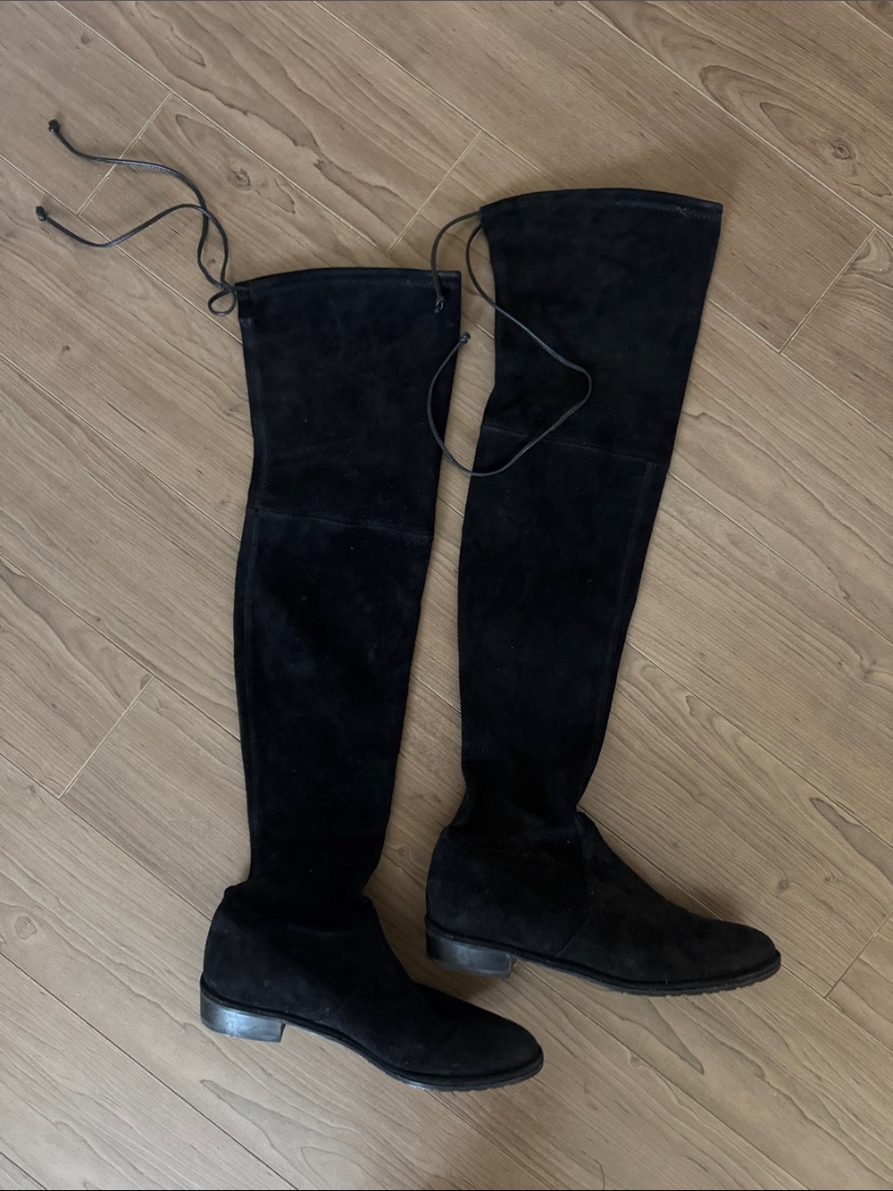 Stuart Weitzman Black Suede Over-the-Knee Boots